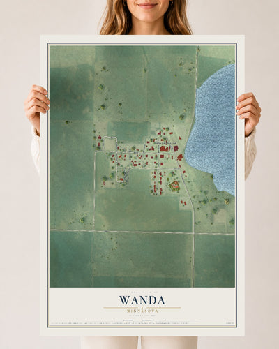 Map of Wanda, Minnesota, 24 x 36 inch unframed archival matte print