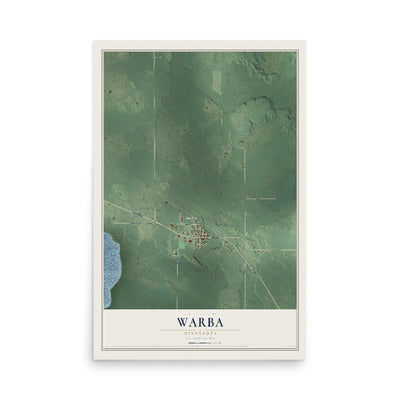 Map of Warba, Minnesota, 12 x 18 inch unframed archival matte print