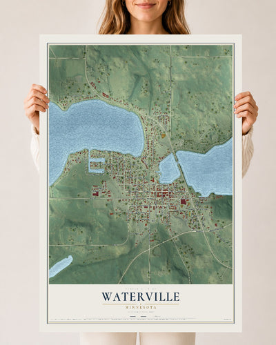 Map of Waterville, Minnesota, 24 x 36 inch unframed archival matte print
