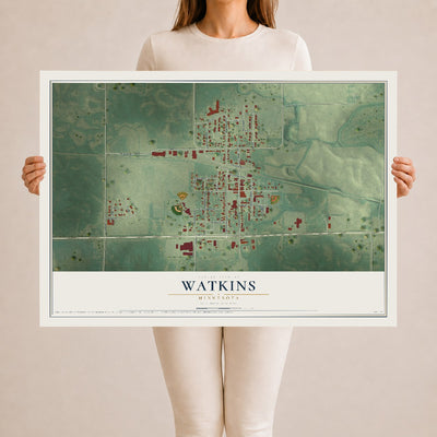 Map of Watkins, Minnesota, 24 x 36 inch unframed archival matte print