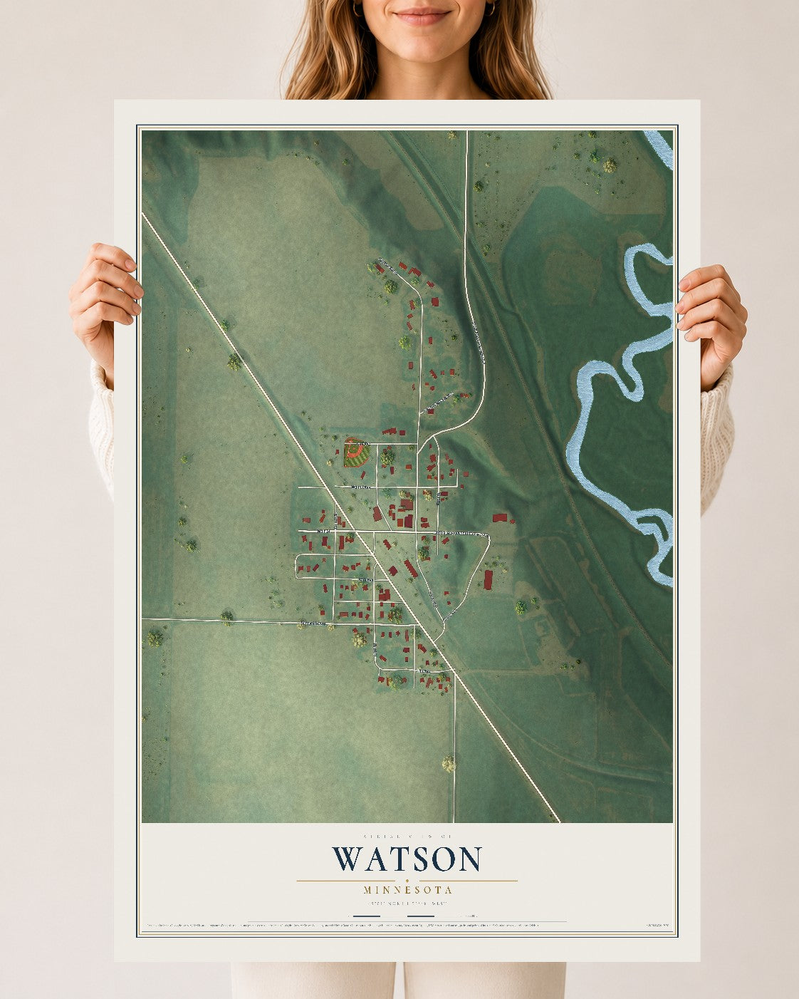 Map of Watson, Minnesota, 24 x 36 inch unframed archival matte print