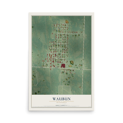 Map of Waubun, Minnesota, 12 x 18 inch unframed archival matte print
