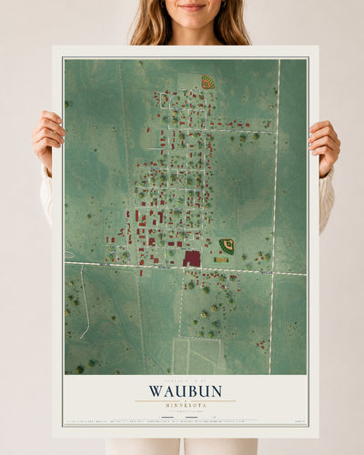 Map of Waubun, Minnesota, 24 x 36 inch unframed archival matte print