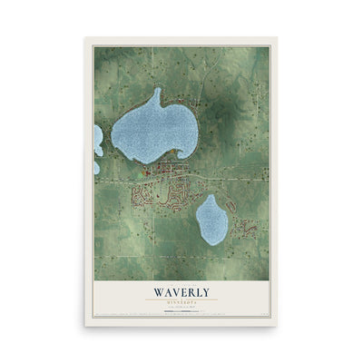 Map of Waverly, Minnesota, 12 x 18 inch unframed archival matte print