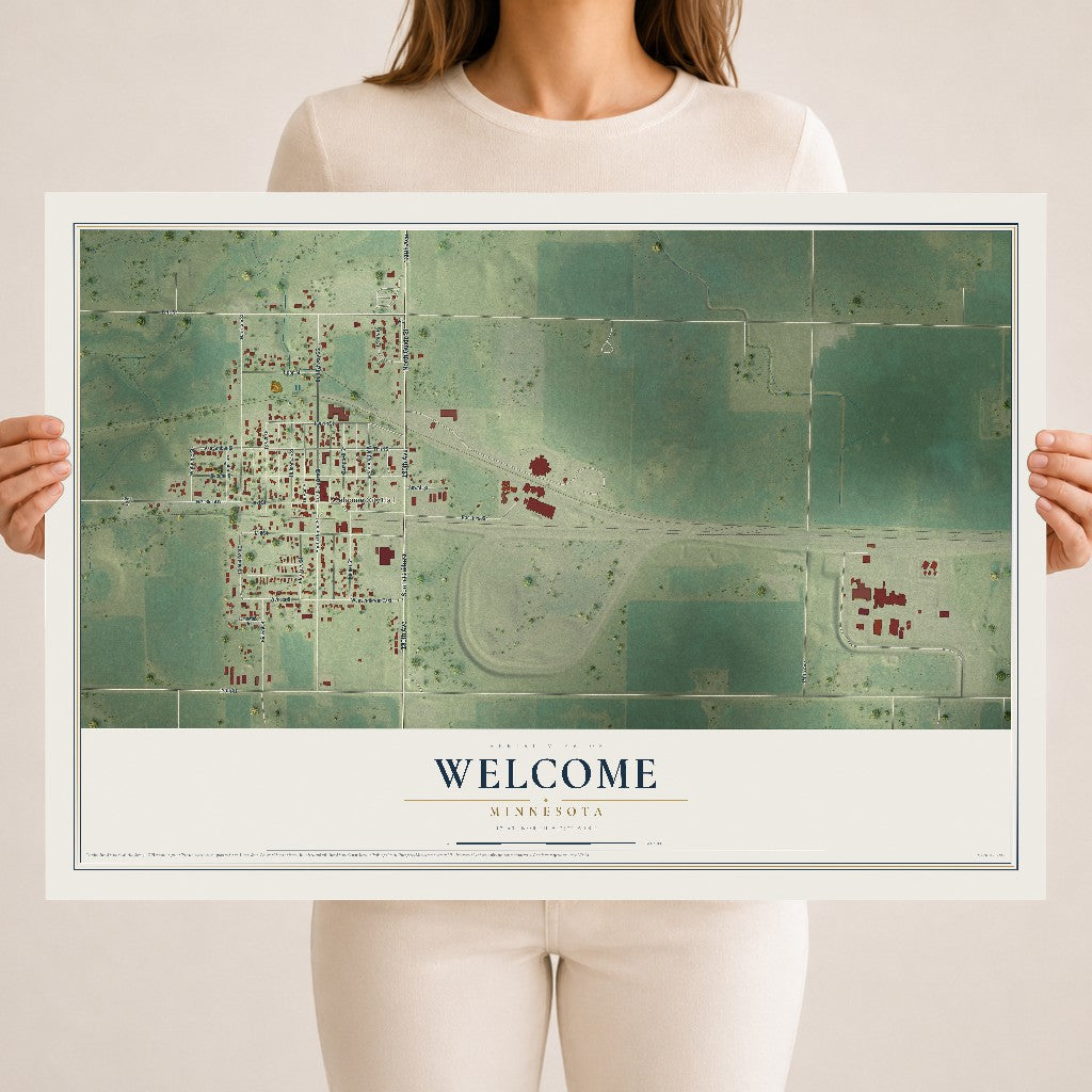 Map of Welcome, Minnesota, 18 x 24 inch unframed archival matte print
