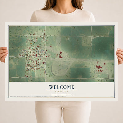 Map of Welcome, Minnesota, 18 x 24 inch unframed archival matte print