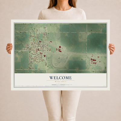 Map of Welcome, Minnesota, 24 x 36 inch unframed archival matte print