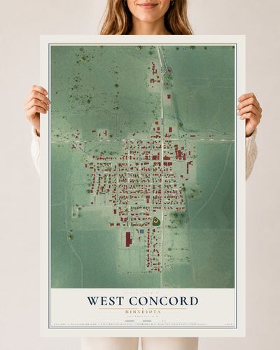 Map of West Concord, Minnesota, 24 x 36 inch unframed archival matte print