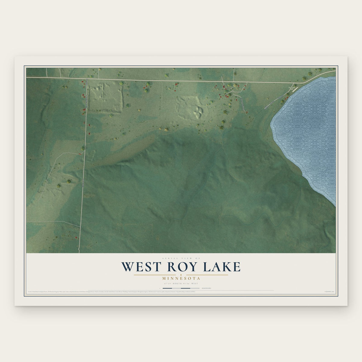 West Roy Lake, Minnesota map print, the full design