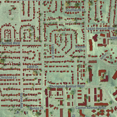 Close-up of the map of West St. Paul, Minnesota print showing street and building detail