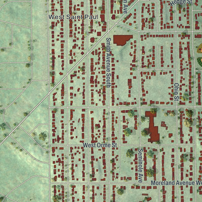 Second close-up of the map of West St. Paul, Minnesota print showing more streets and buildings