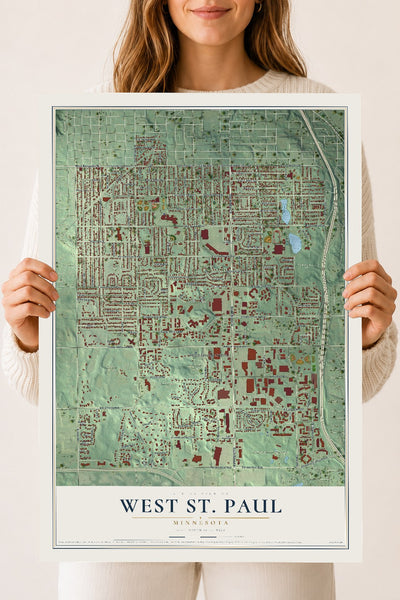 Map of West St. Paul, Minnesota, 18 x 24 inch unframed archival matte print