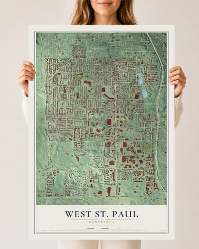 Map of West St. Paul, Minnesota, 24 x 36 inch unframed archival matte print