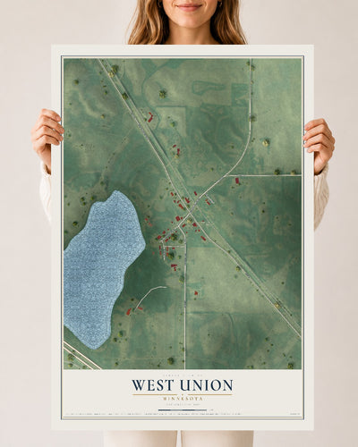 Map of West Union, Minnesota, 24 x 36 inch unframed archival matte print