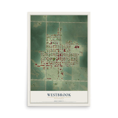 Map of Westbrook, Minnesota, 12 x 18 inch unframed archival matte print