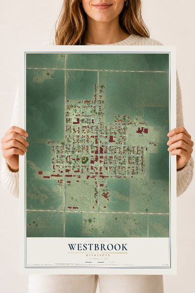 Map of Westbrook, Minnesota, 18 x 24 inch unframed archival matte print