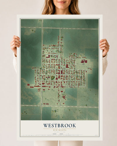 Map of Westbrook, Minnesota, 24 x 36 inch unframed archival matte print