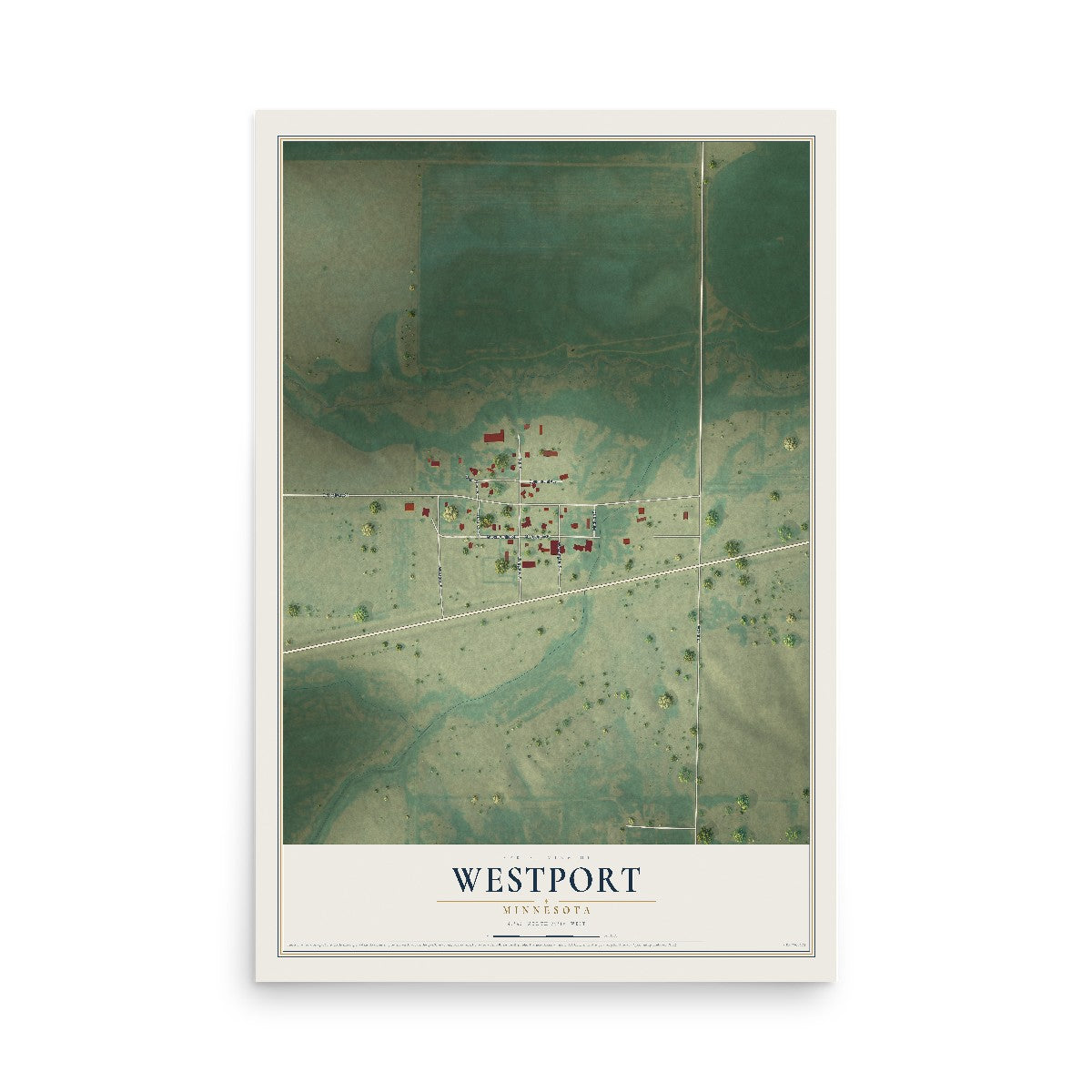 Map of Westport, Minnesota, 12 x 18 inch unframed archival matte print