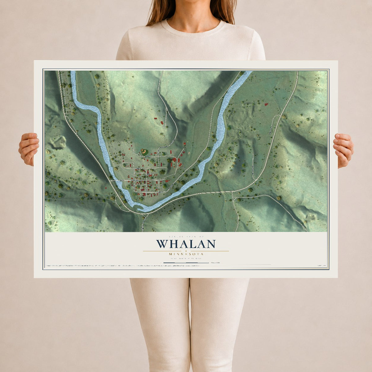 Map of Whalan, Minnesota, 24 x 36 inch unframed archival matte print