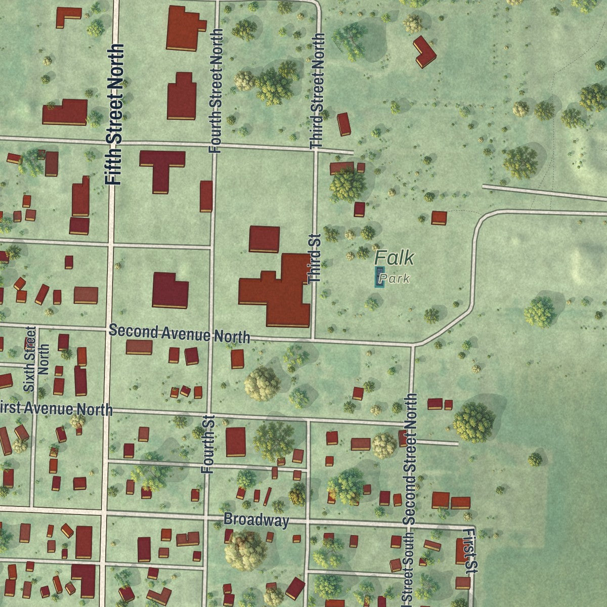 Second close-up of the map of Wheaton, Minnesota print showing more streets and buildings