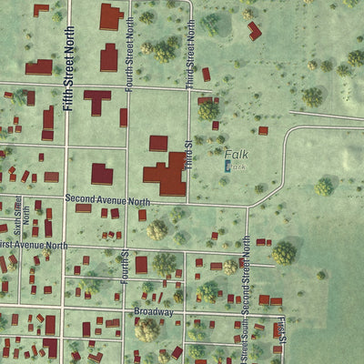 Second close-up of the map of Wheaton, Minnesota print showing more streets and buildings