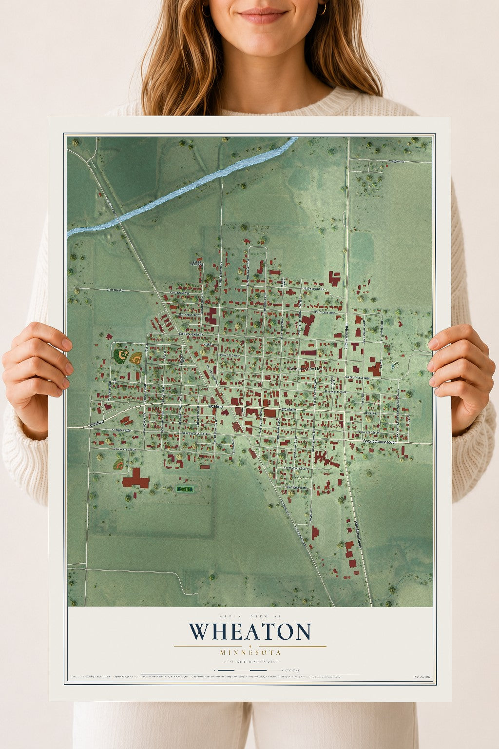 Map of Wheaton, Minnesota, 18 x 24 inch unframed archival matte print