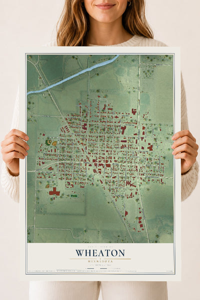 Map of Wheaton, Minnesota, 18 x 24 inch unframed archival matte print