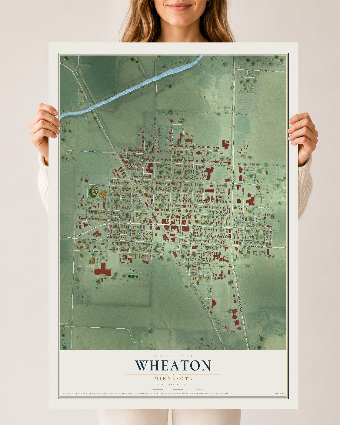 Map of Wheaton, Minnesota, 24 x 36 inch unframed archival matte print