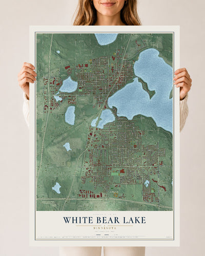 Map of White Bear Lake, Minnesota, 24 x 36 inch unframed archival matte print