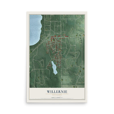 Map of Willernie, Minnesota, 12 x 18 inch unframed archival matte print