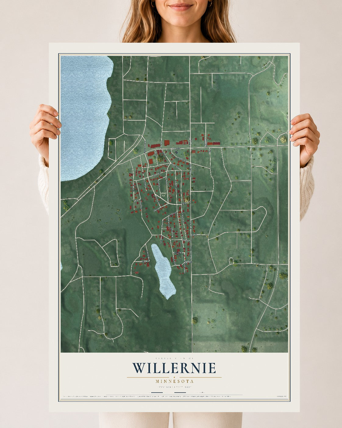 Map of Willernie, Minnesota, 24 x 36 inch unframed archival matte print