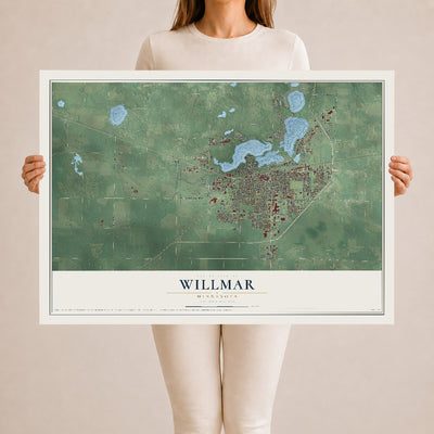 Map of Willmar, Minnesota, 24 x 36 inch unframed archival matte print