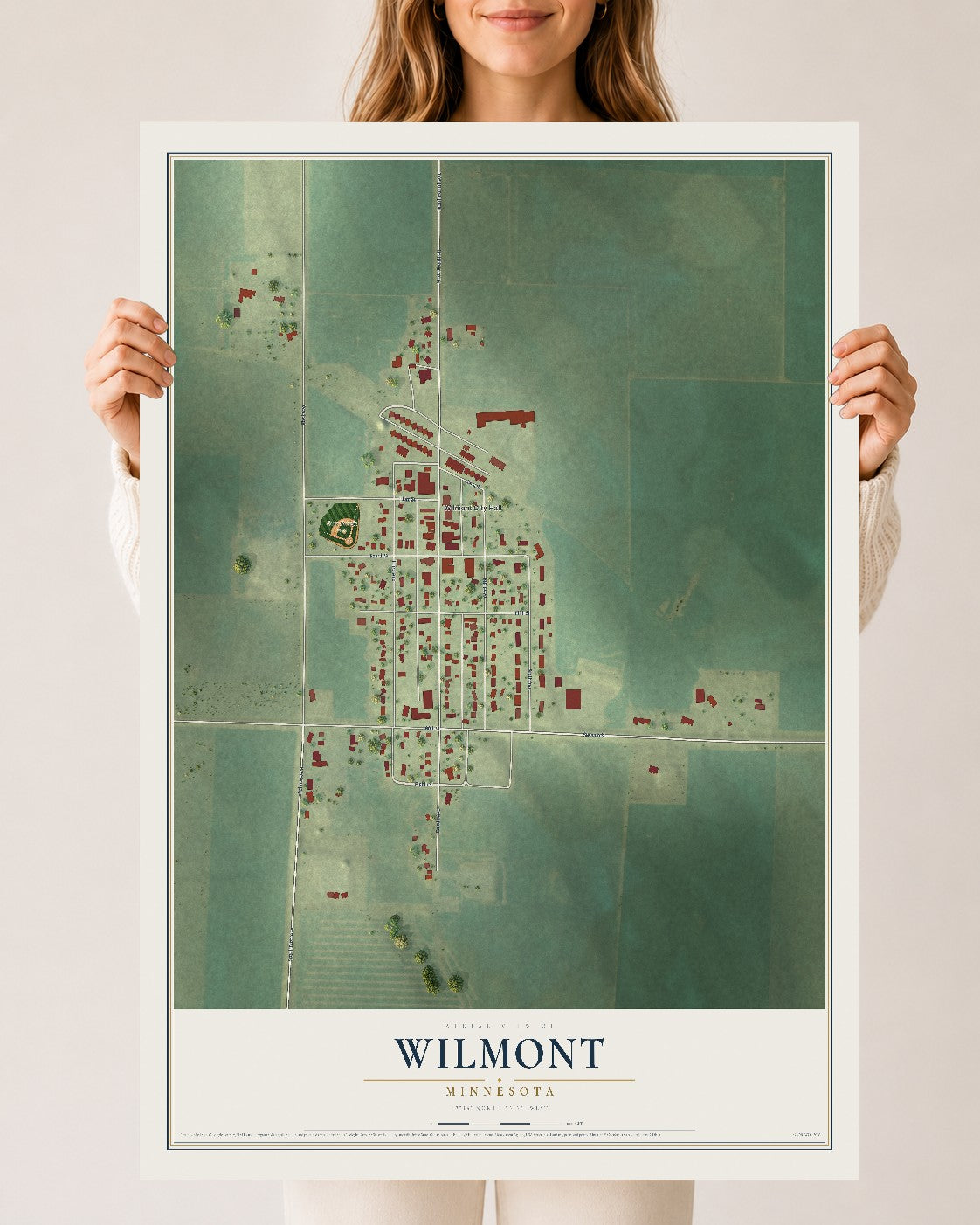 Map of Wilmont, Minnesota, 24 x 36 inch unframed archival matte print