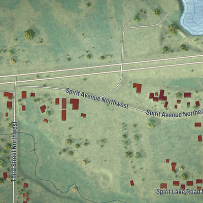 Close-up of the map of Wilton, Minnesota print showing street and building detail
