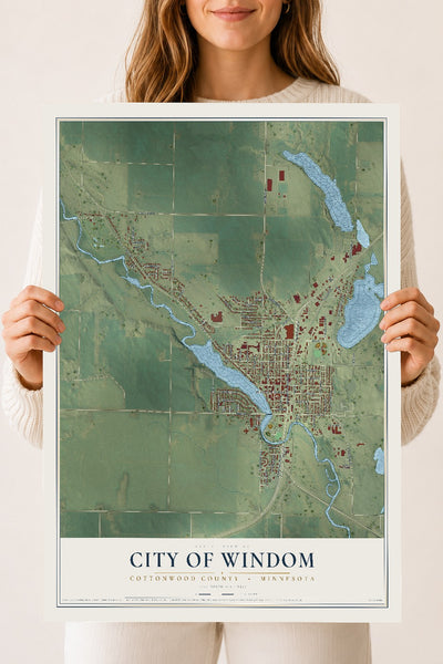 Map of Windom, Minnesota, 18 x 24 inch unframed archival matte print