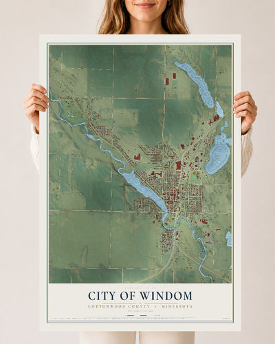Map of Windom, Minnesota, 24 x 36 inch unframed archival matte print