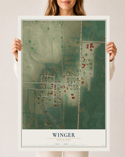Map of Winger, Minnesota, 24 x 36 inch unframed archival matte print