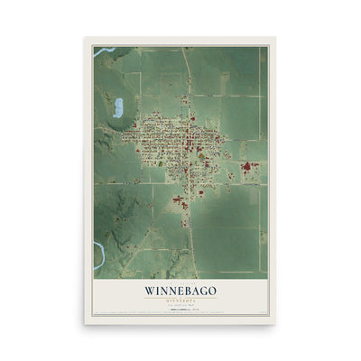 Map of Winnebago, Minnesota, 12 x 18 inch unframed archival matte print