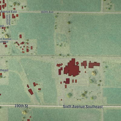 Second close-up of the map of Winnebago, Minnesota print showing more streets and buildings