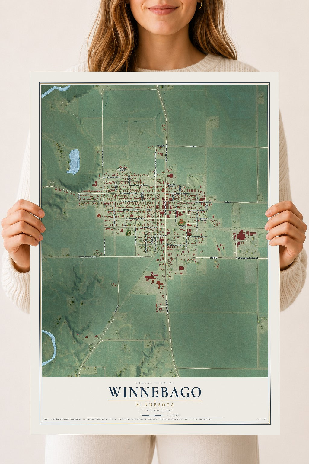Map of Winnebago, Minnesota, 18 x 24 inch unframed archival matte print