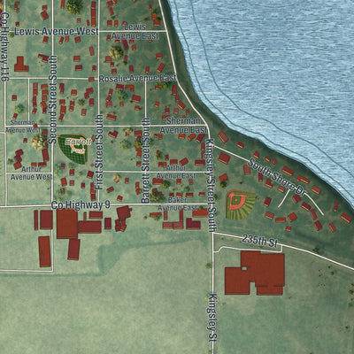 Second close-up of the map of Winsted, Minnesota print showing more streets and buildings