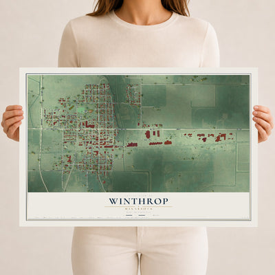 Map of Winthrop, Minnesota, 12 x 18 inch unframed archival matte print