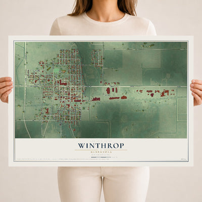 Map of Winthrop, Minnesota, 18 x 24 inch unframed archival matte print