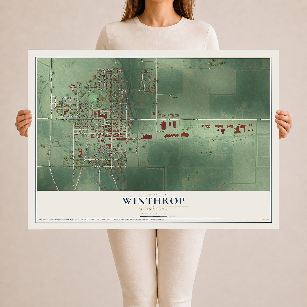Map of Winthrop, Minnesota, 24 x 36 inch unframed archival matte print