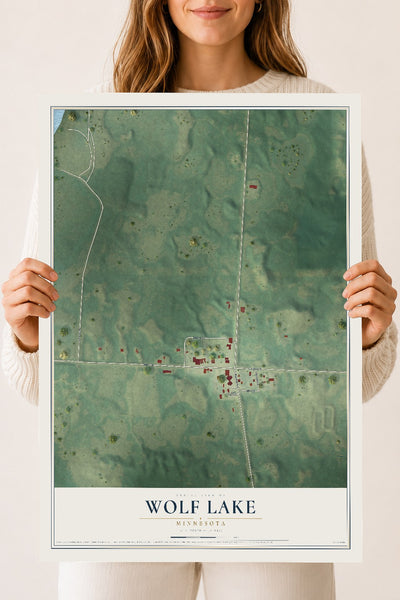 Map of Wolf Lake, Minnesota, 18 x 24 inch unframed archival matte print