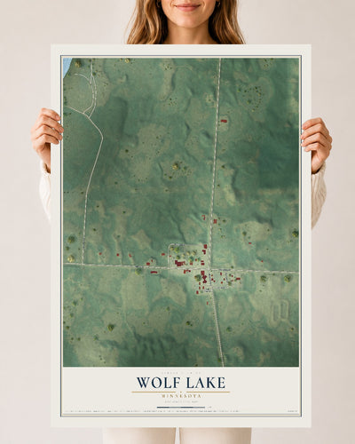 Map of Wolf Lake, Minnesota, 24 x 36 inch unframed archival matte print