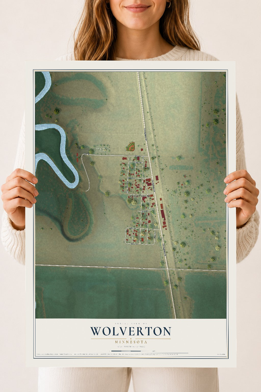 Map of Wolverton, Minnesota, 18 x 24 inch unframed archival matte print
