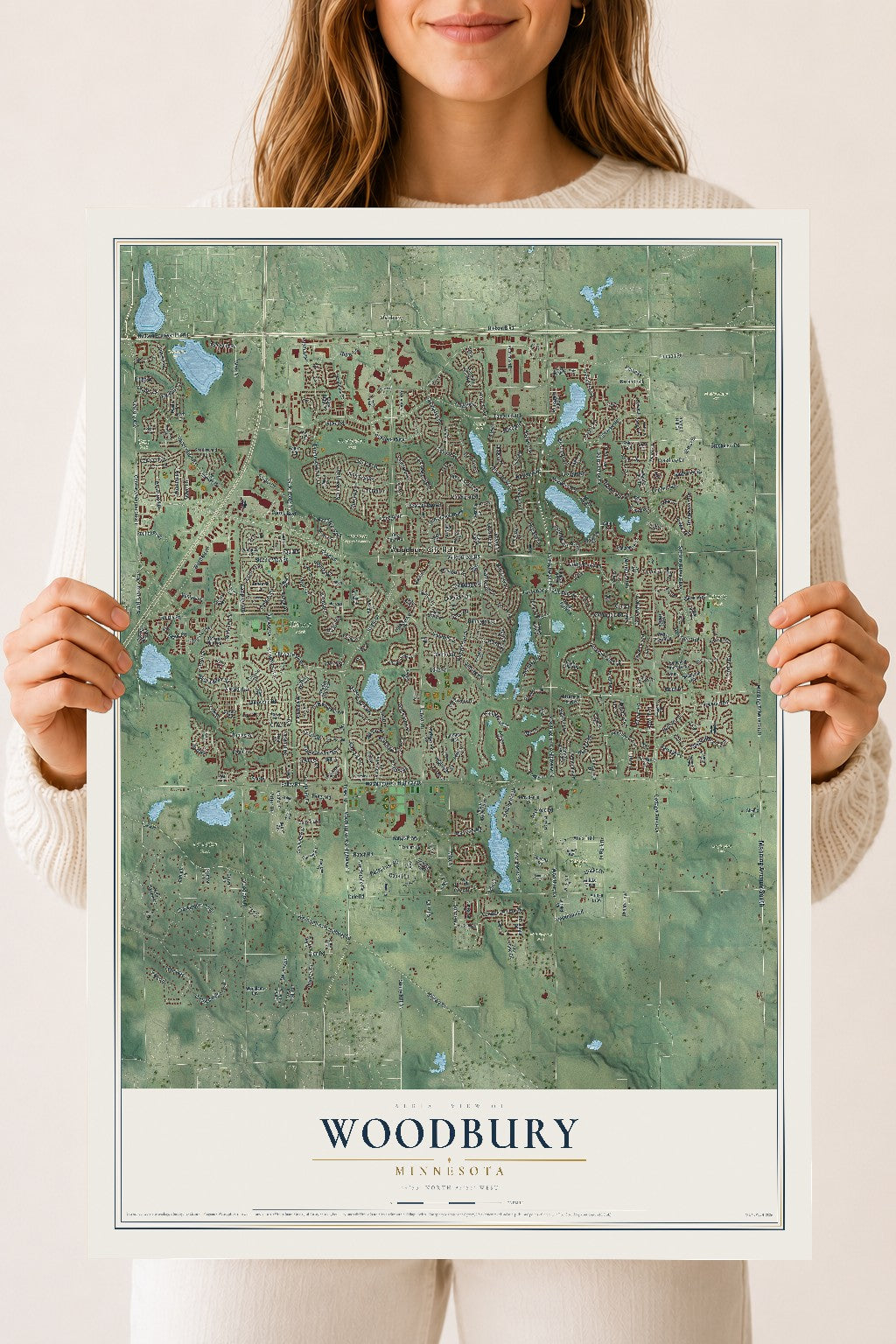 Map of Woodbury, Minnesota, 18 x 24 inch unframed archival matte print