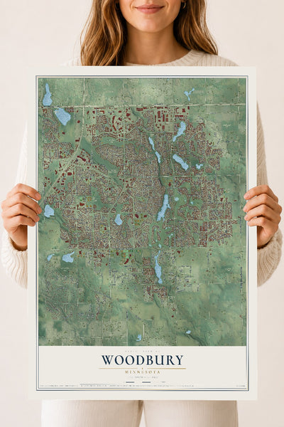 Map of Woodbury, Minnesota, 18 x 24 inch unframed archival matte print