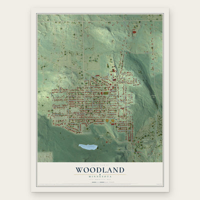Woodland, Duluth, Minnesota map print, the full design